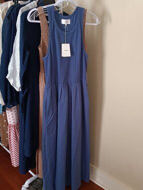 NWT XIRENA Flynn Tank Dress in Marlin Blue Cotton Maxi Size Large